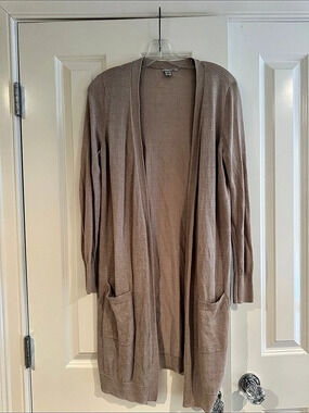 Halogen Open Front Longline Cardigan Brown Small